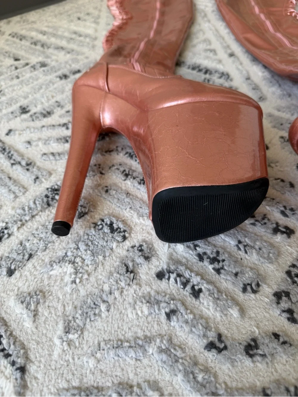 Hella Heels Limited Edition Heartbreaker Valentine’s Day Rose Gold Thigh High